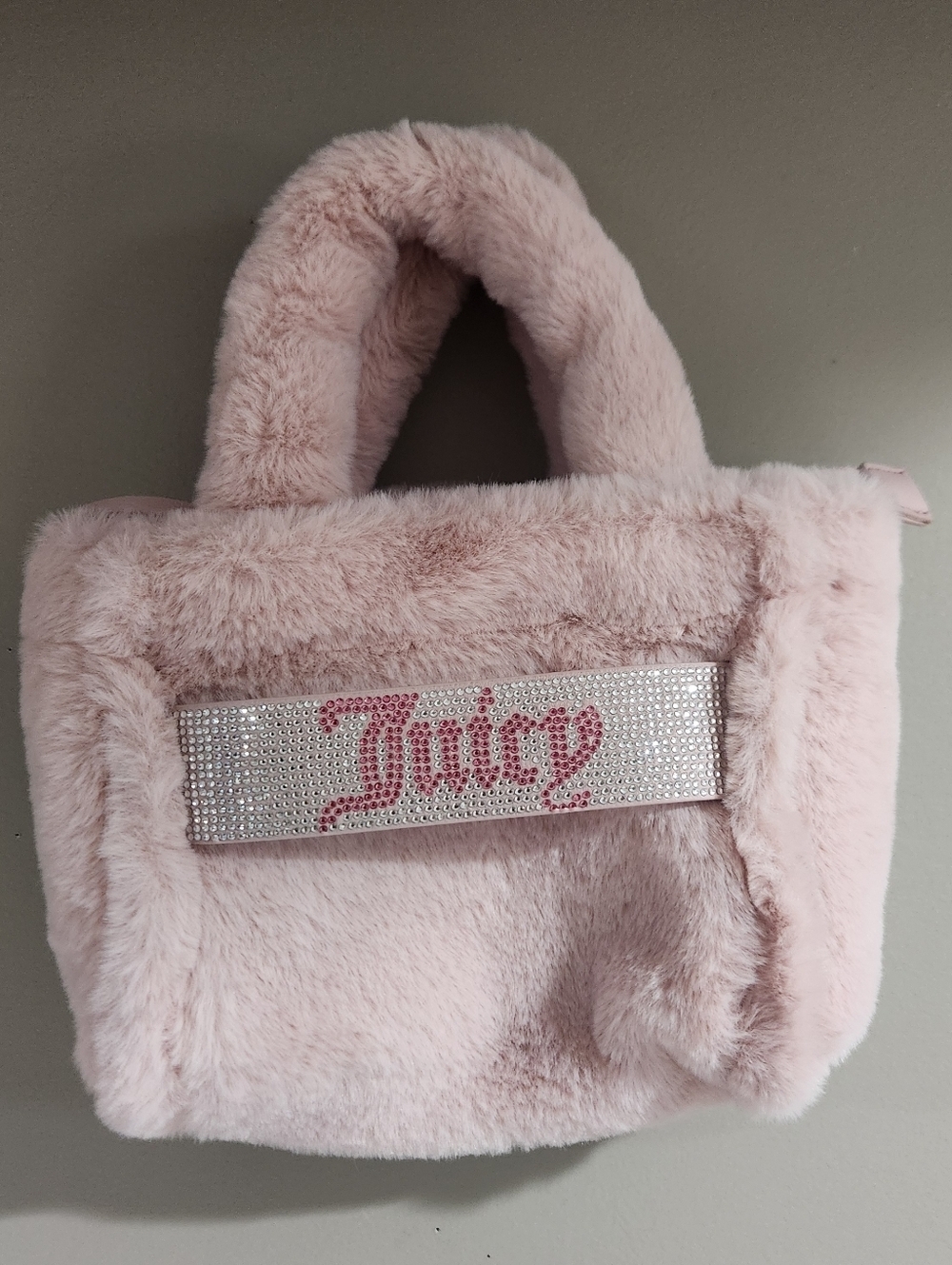 Juicy Couture Mini Faux Fur Tote Bag Dusty Pink